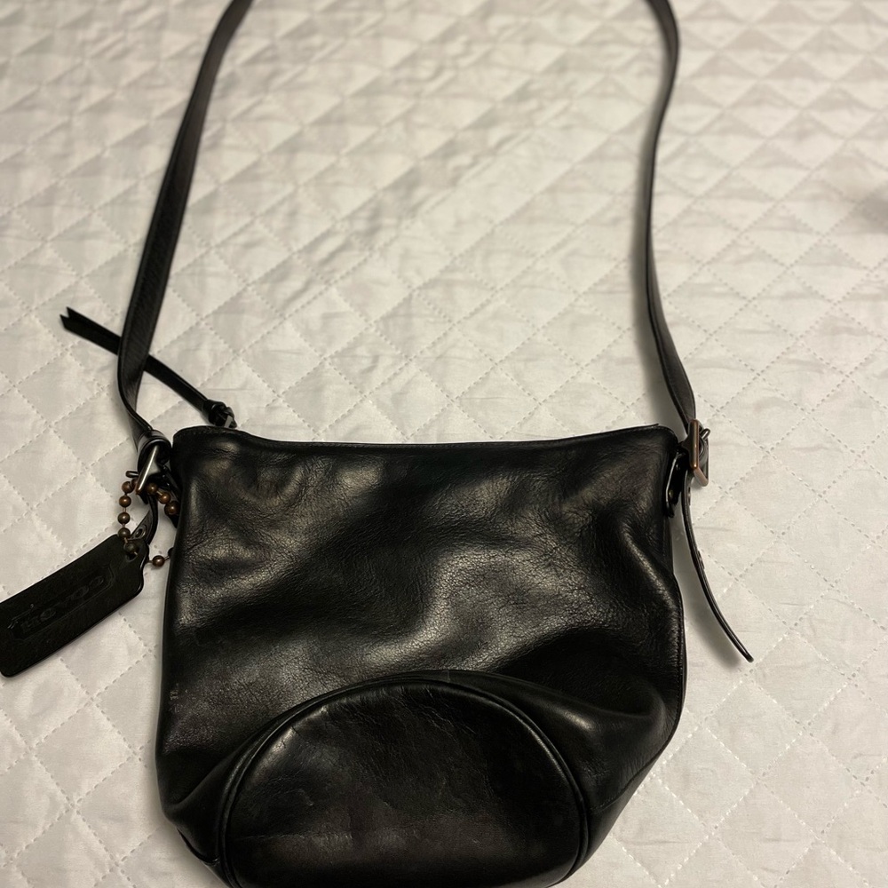 Coach Black Leather Crossbody Bag with Adjustable Strap